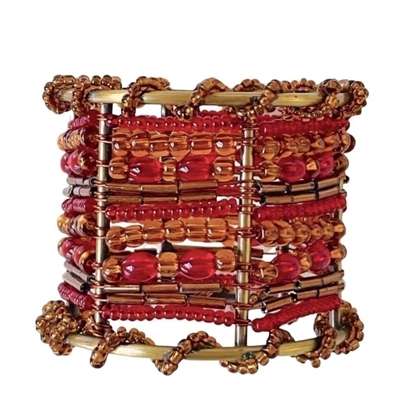 Vintage Set of 4 Pier 1 Imports Moroccan Beaded Napkin Rings - Picture 2 of 2